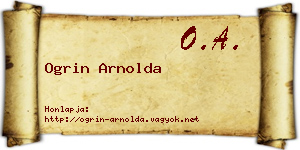 Ogrin Arnolda névjegykártya
